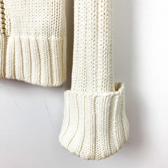 One on One Off-White Long Sleeve Cable Knit Sweater - Picture 6 of 11